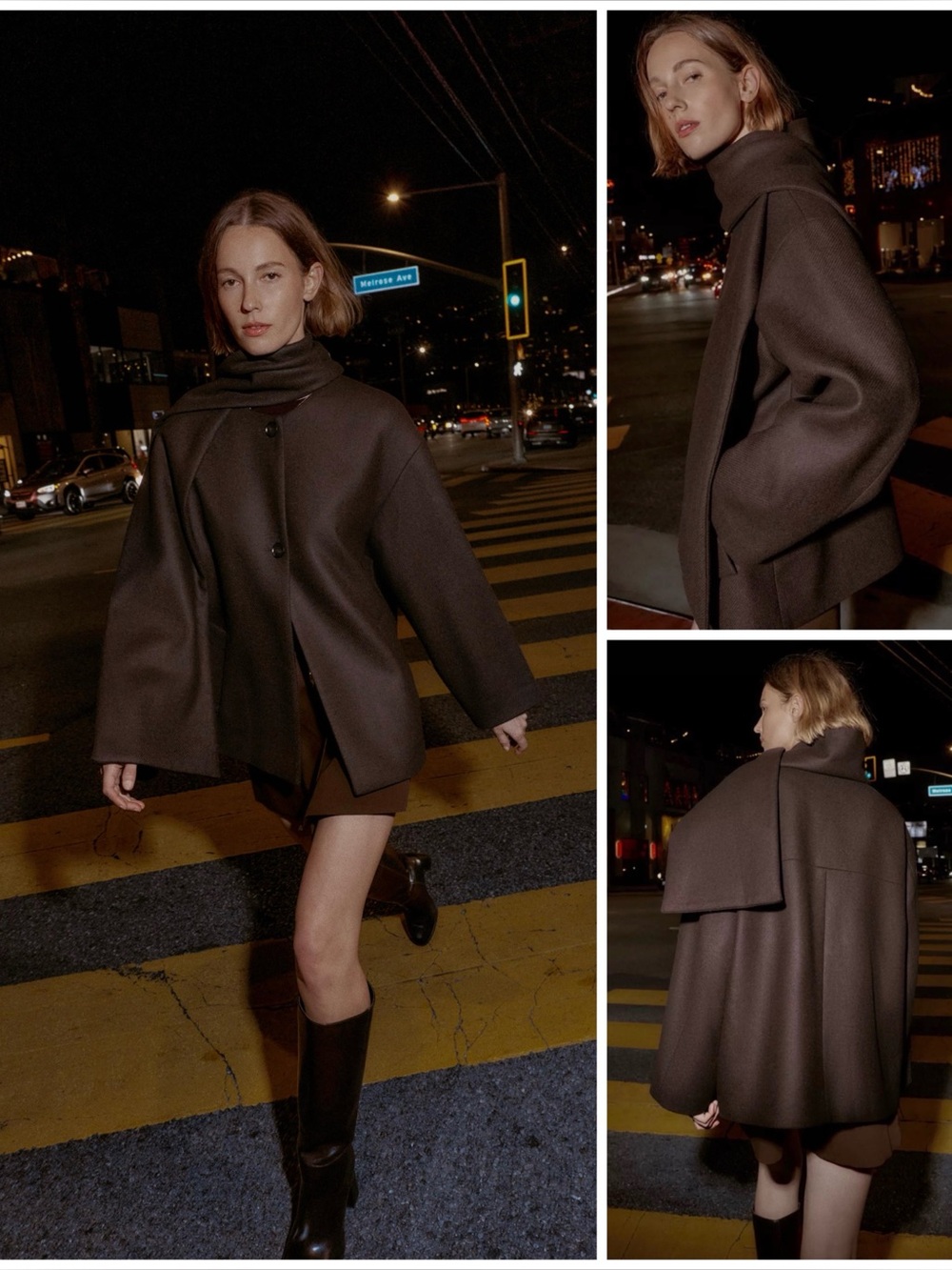 ZARA ~ Cropped Wool Coat With Scarf